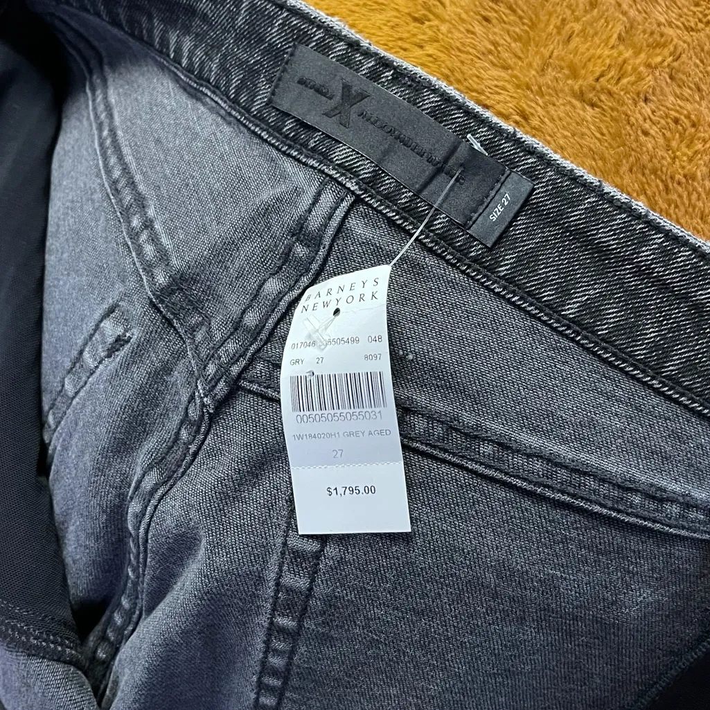 Alexander Wang Studded Panel Slim Jeans Grey Aged Size 27 NWT - Image 14