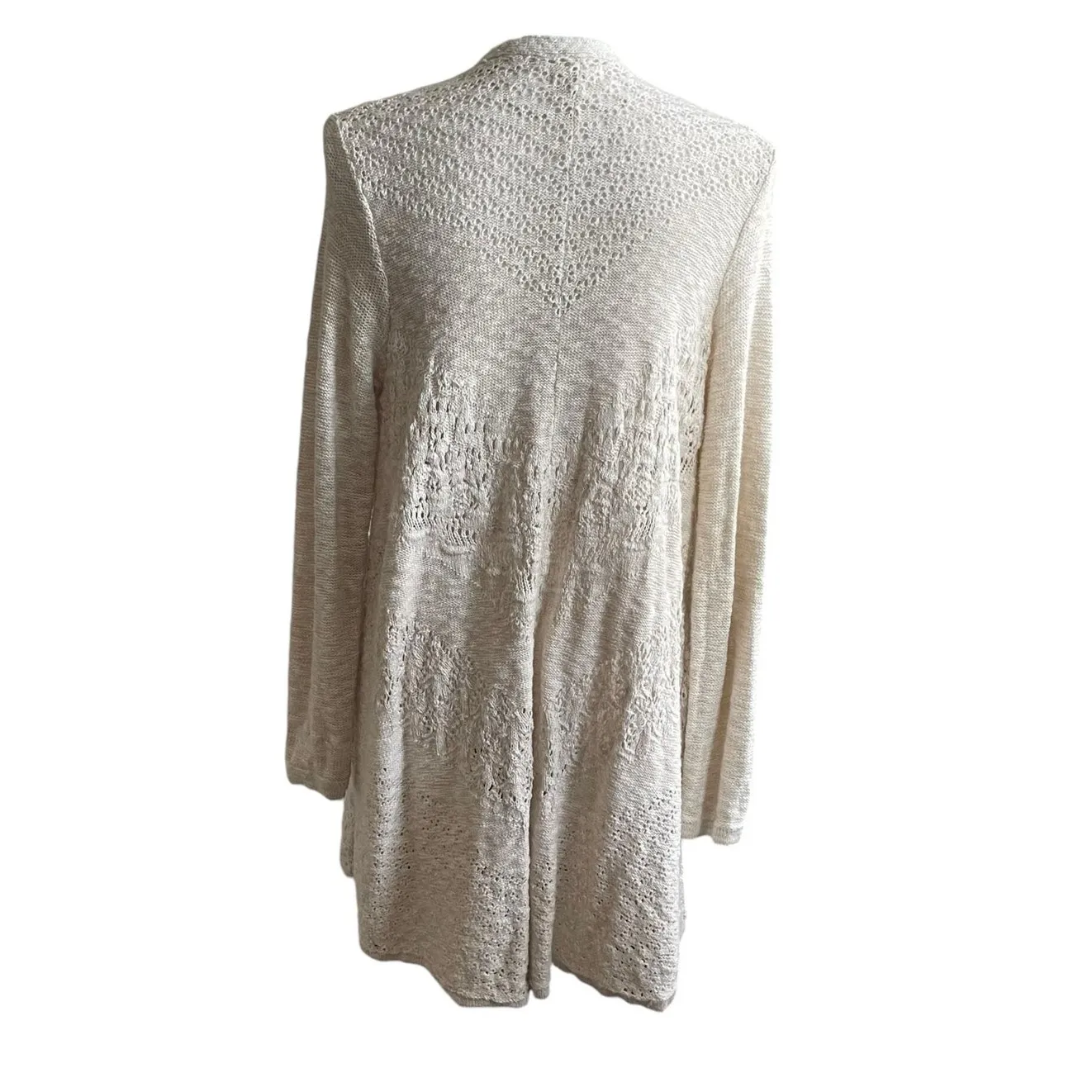 Style & Co Women Cardigan Sweater M Oatmeal Open Front Boho Cottage Practical Size M - Image 3