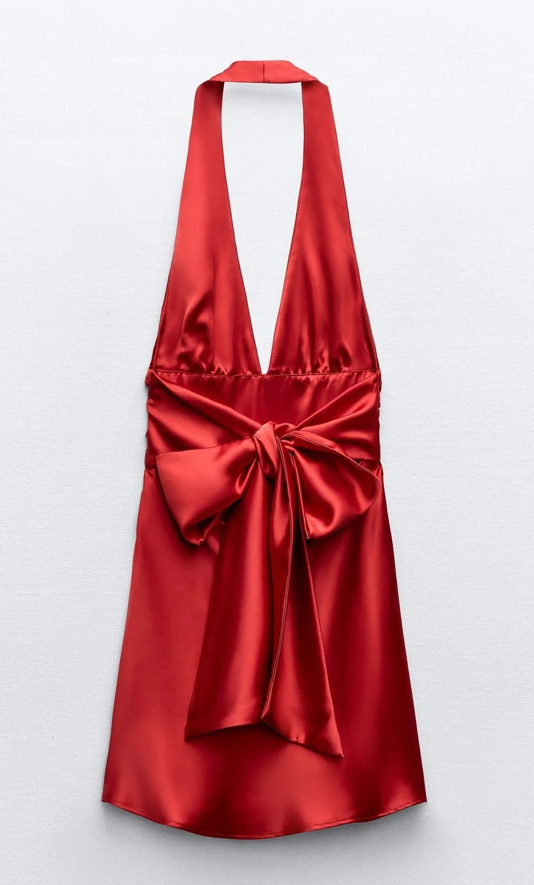 Zara dres red mini Halter Satin Effect wedding party coctail bow - Image 14
