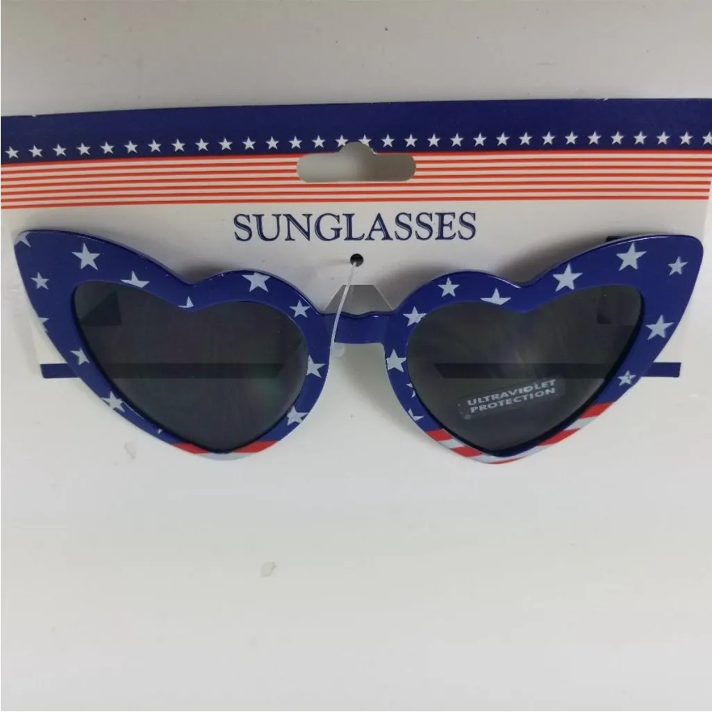 USA American‎ flag heart sunglasses with UV protection Red - Image 4