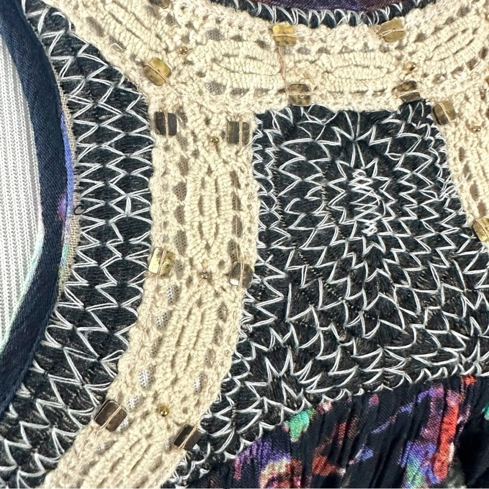 Free People Monarch Maxi Dress Size Large Bohemian Crochet 70s Goddess Halter - Image 8