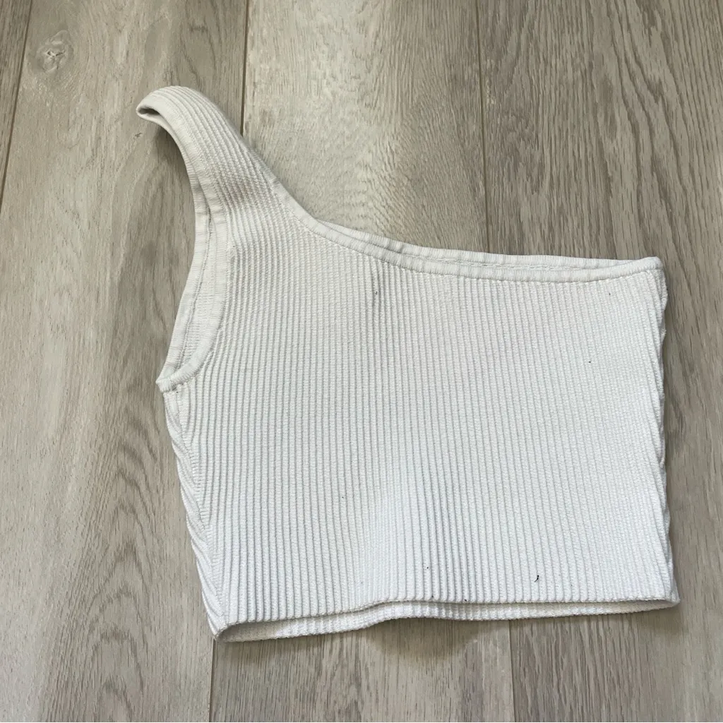 Babaton One Shoulder Crop Tank sculpt knit womens White (xsmall) going out party - Image 4