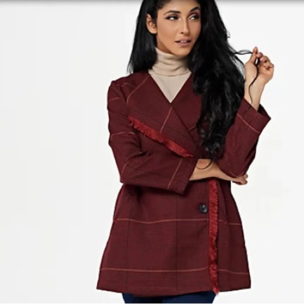 NWT Laurie Felt Zoe Plaid Wrap Coat size 1X Red - Image 2