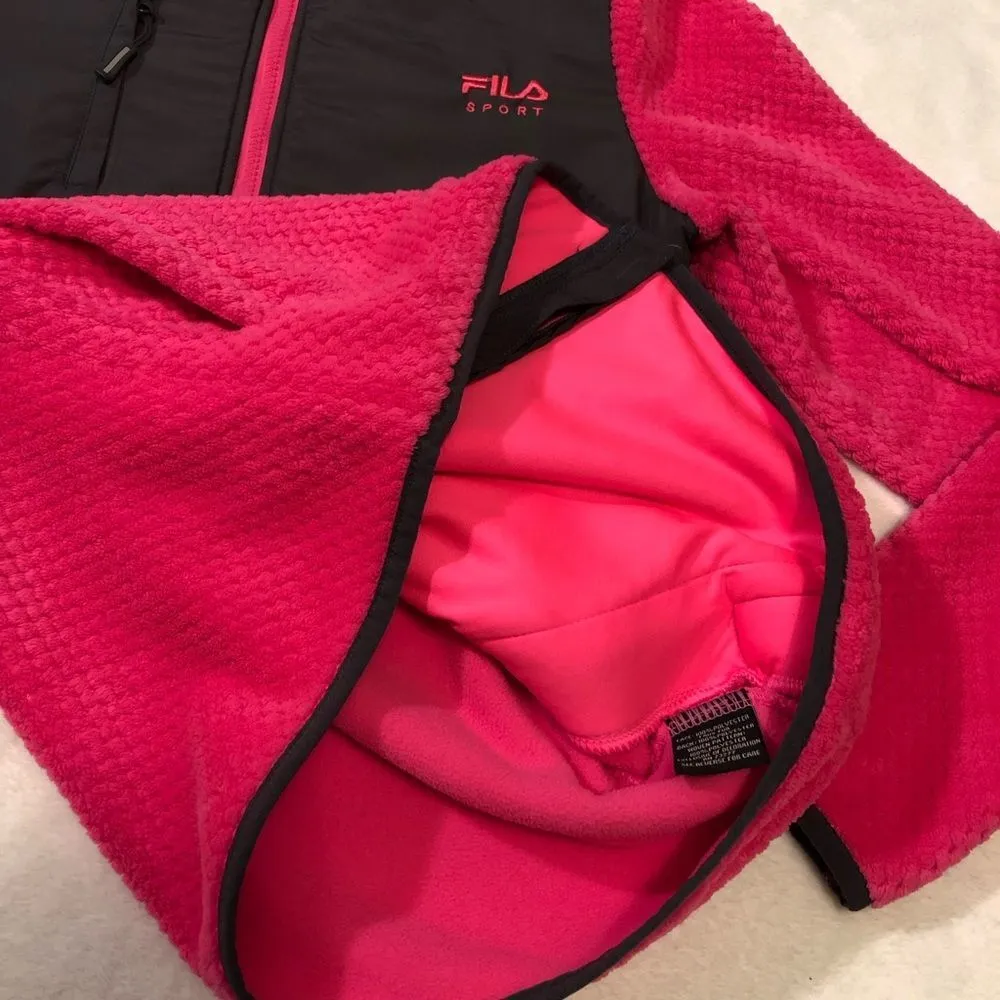 sport fleece jacket, two tone color, pink and gray, women size XS - Image 8