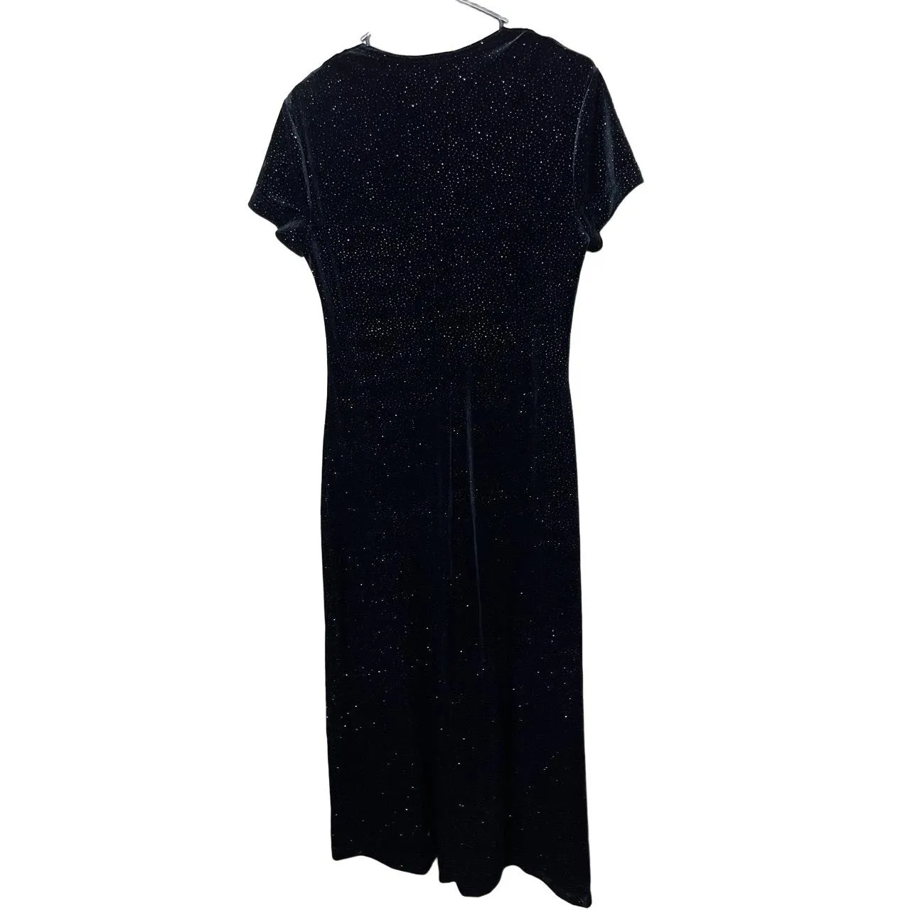 Dawn Joy Dress Black Vintage Maxi Velvet Square Neck Short Sleeve Formal Elegant Size 10 - Image 9