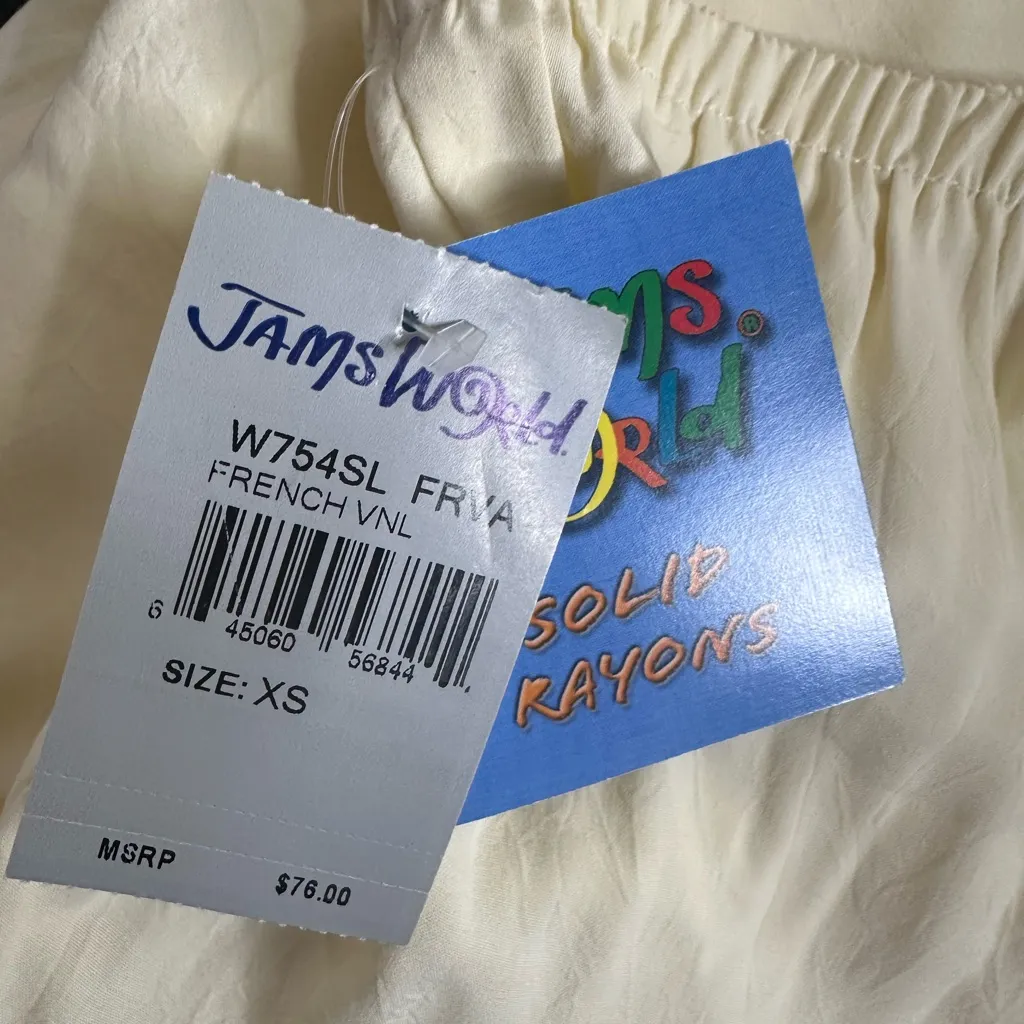 Jams World French Vanilla Elastic Waist Pants size Extra Small NWT - Image 6