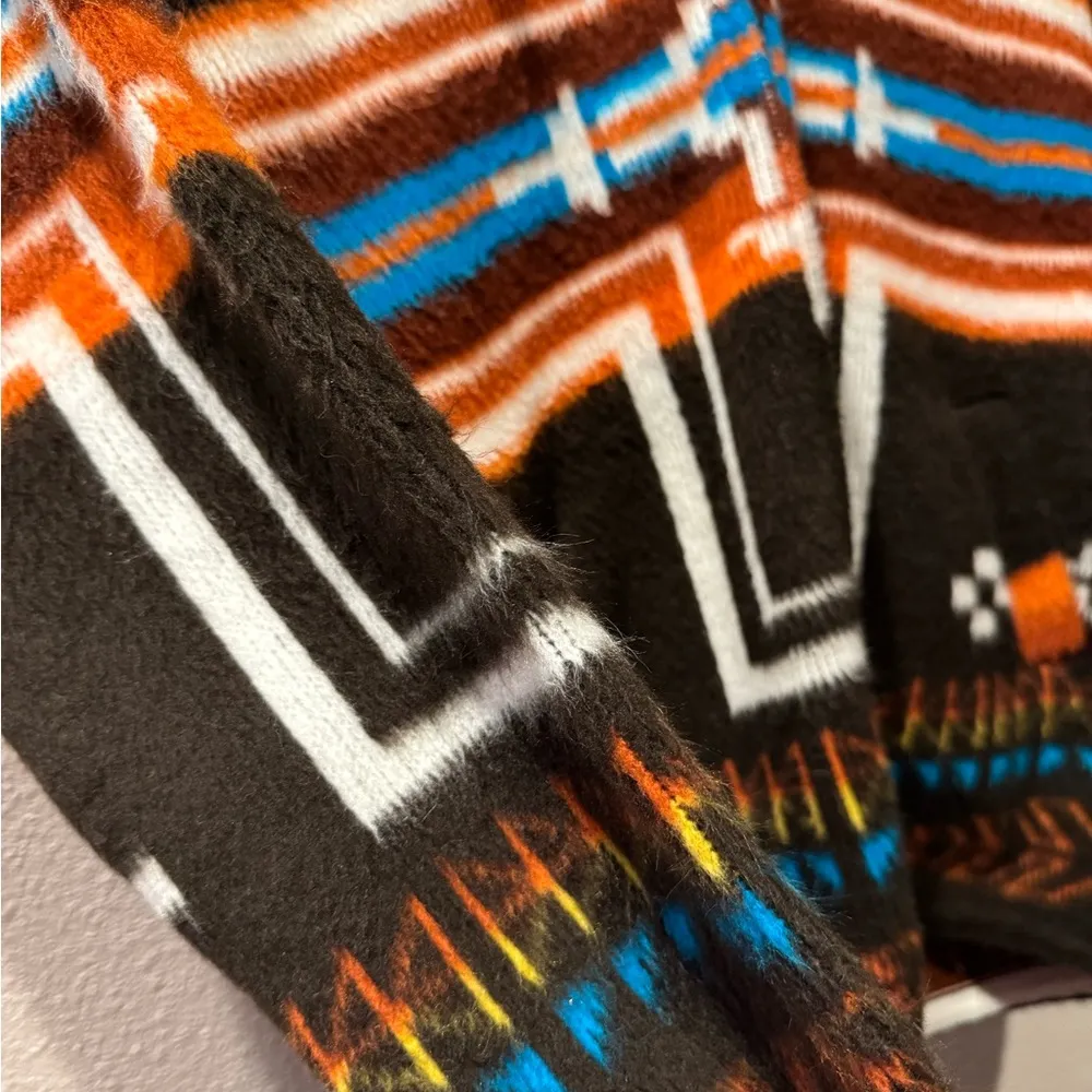 Earth Ragz Wool Cotton Blend Aztec Southwestern Hoodie Jacket Women Size Small - Image 2