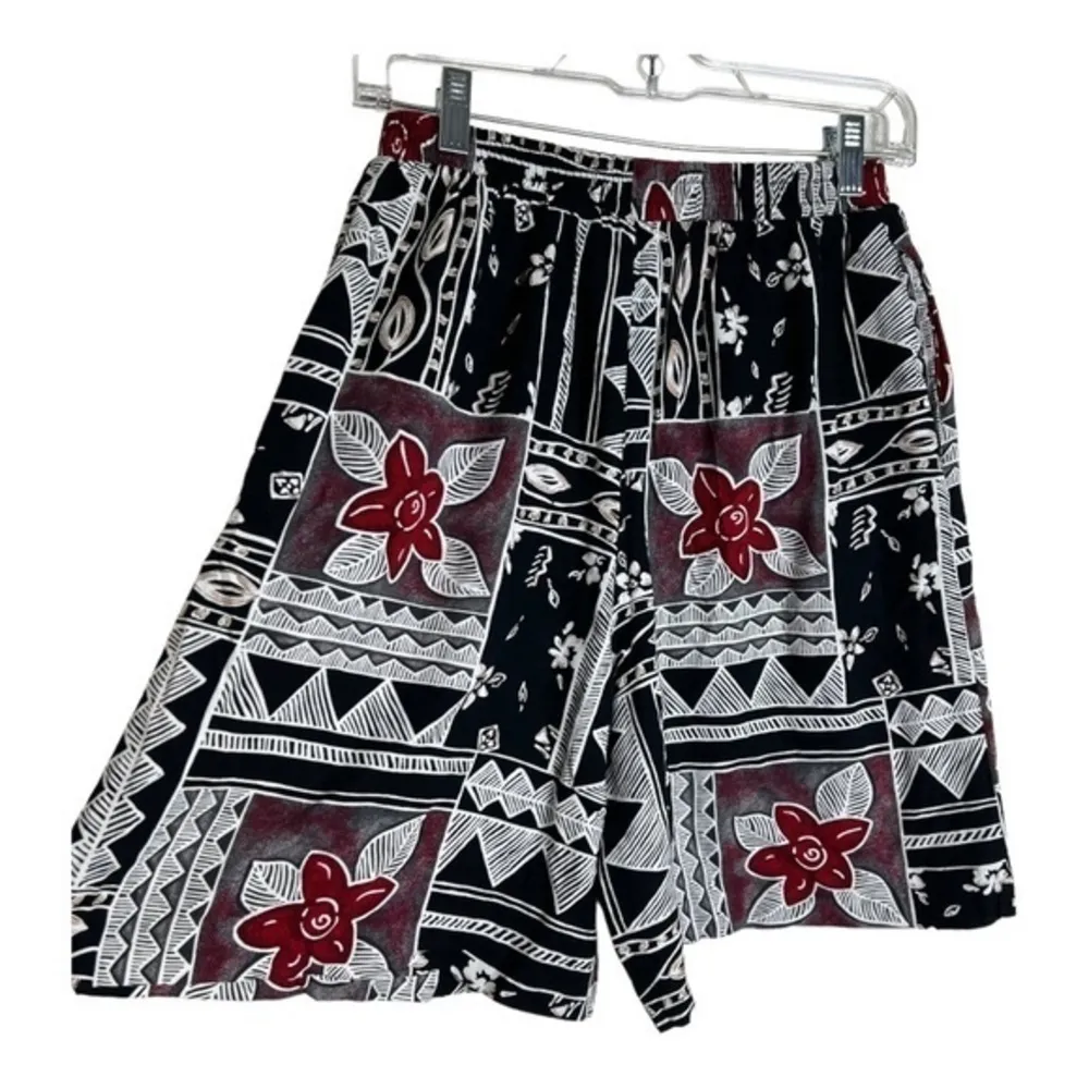 Vintage Panther Aztec Print Wide Leg Shorts Women Size 10 Red - Image 2