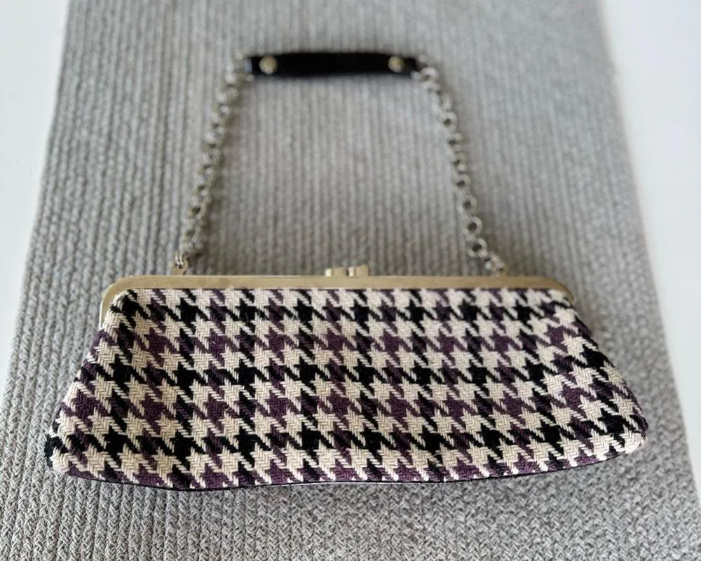 Vintage Y2K Apt. 9 White Black Purple Houndstooth Rectangular Chain Strap Purse - Image 13