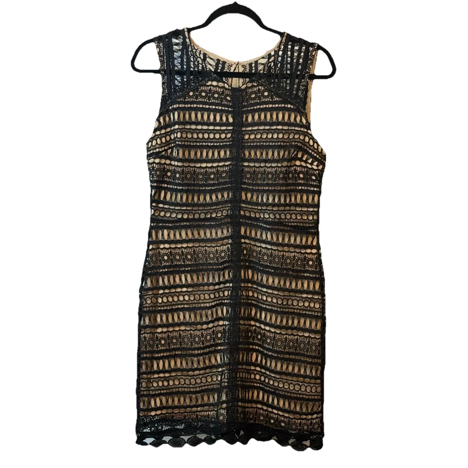 Francescas Womens Black Crochet Cocktail Dress w/ Nude‎ Underlay Classy NWT Sz M Size M - Image 15