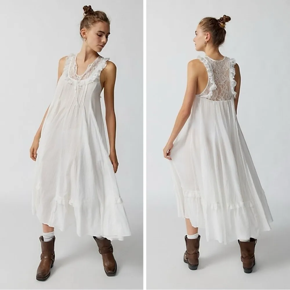 Urban Outfitters Brandy Lace Midi Dress White Medium Ethereal Dainty Western - Image 2