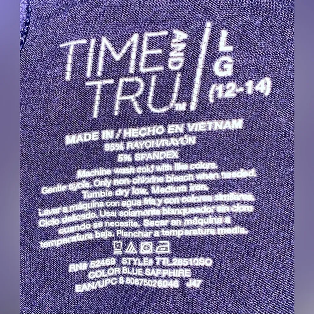 TIME AND TRU sleeveless crewneck tank midi dress sapphire dark blue size 12 - Image 6