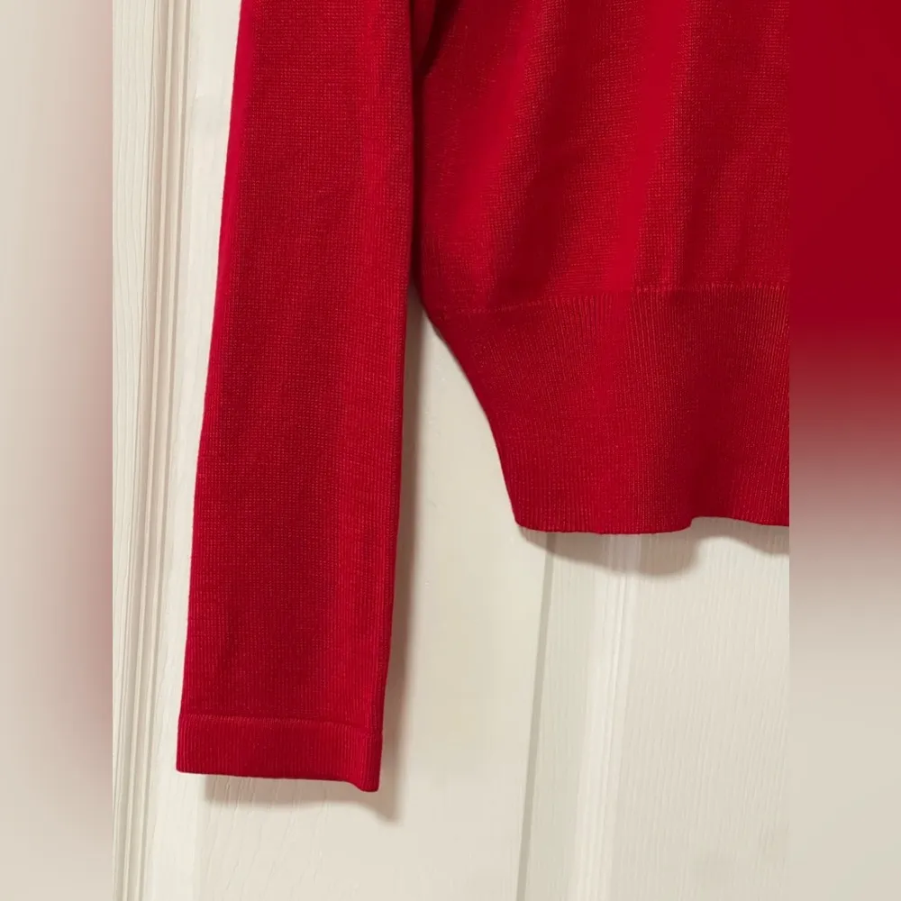 Neiman Marcus Women’s Faux Wrap Red Sweater 100% Silk Size L - Image 9