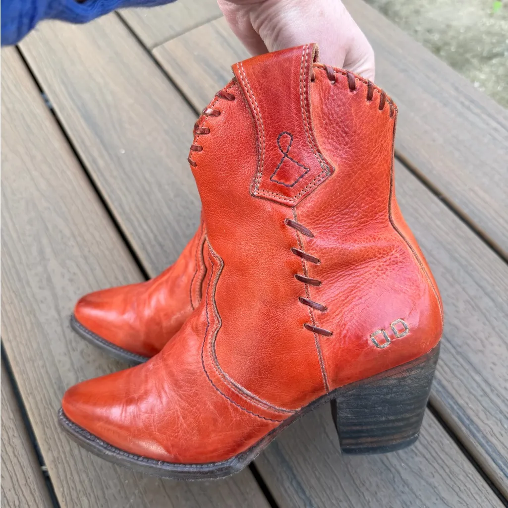BED|STU Baila II Leather Western Ankle Boots Red Size 7.5 - Image 7