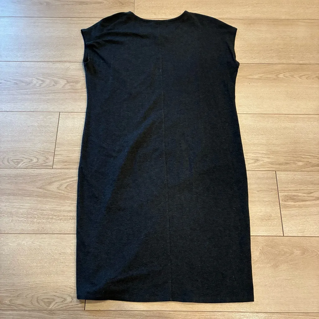 Eileen Fisher Lightweight Tencel Stretch Jersey Cap Sleeve Shift Dress Size S - Image 4