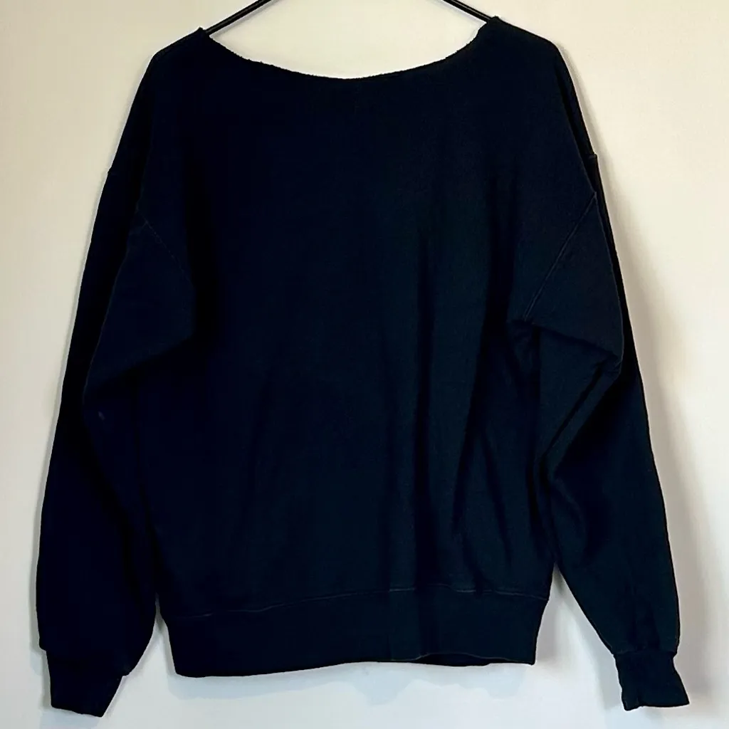 Cut Off Neck Thrasher Black Sweater with Fiery Logo - Size: Medium/Large - Image 4