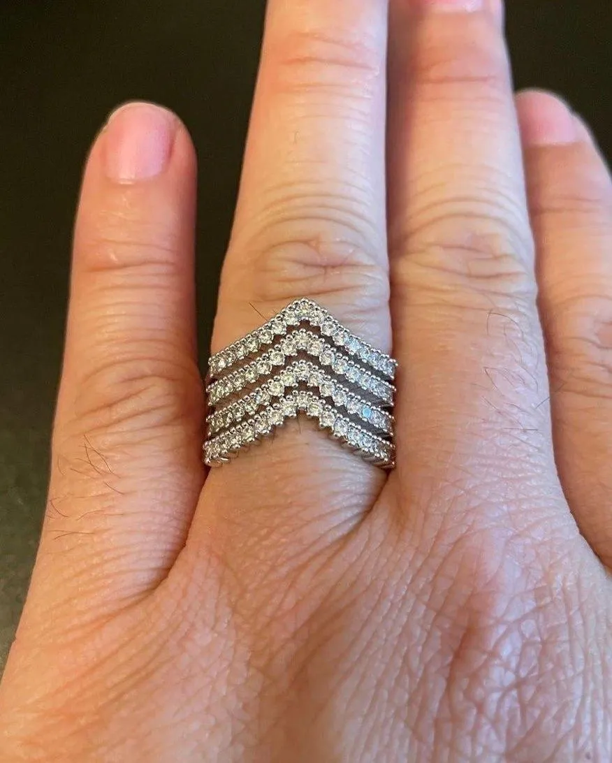 Elegant Austrian Crystal Silver Ring - Image 9