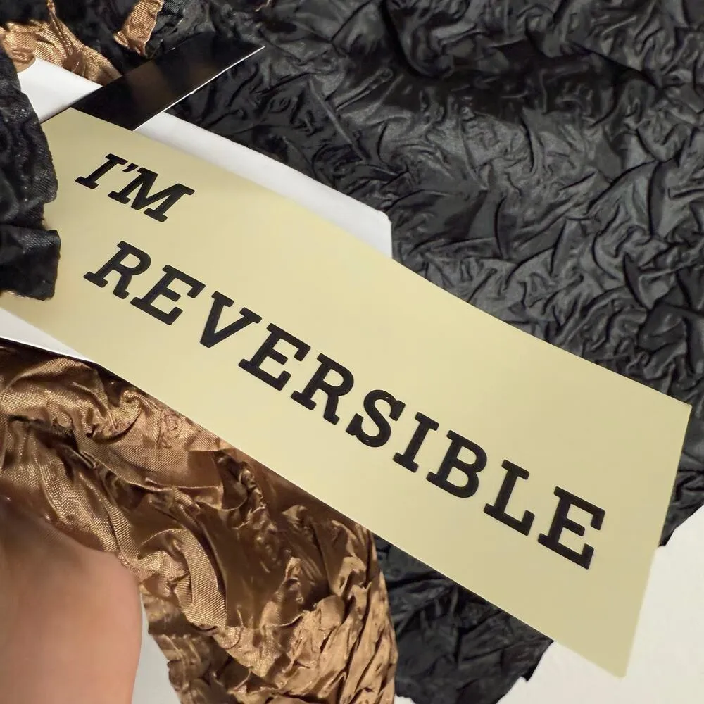 Itsu Popcorn Crinkled Black Brown Reversible Lightweight Jacket Sz M Size M - Image 8