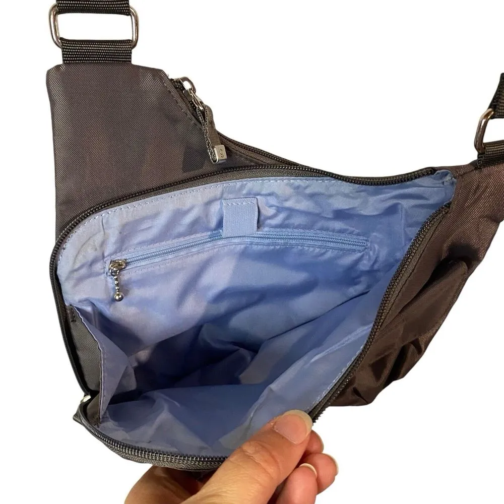 Baggallini Gray Nylon Crossbody Zip Travel Purse Woman Cross Over Lightweight - Image 3