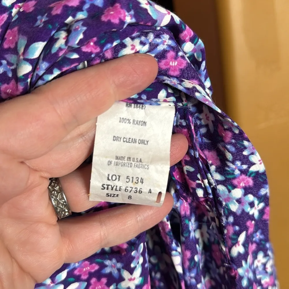 Vintage Diane Von Furstenberg Purple & White Ditsy Floral Maxi Skirt Size 8 - Image 6