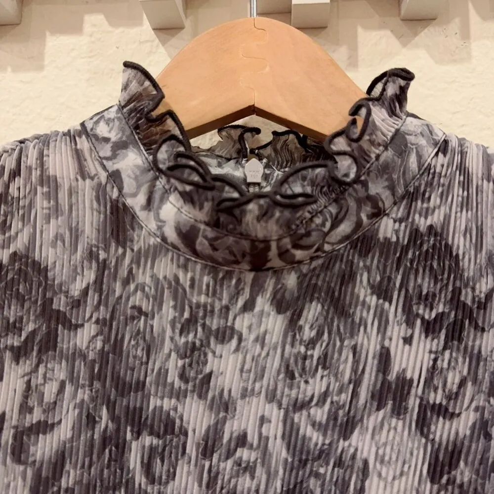 GANNI Floral-print plissé crepe de chine midi dress - Image 5