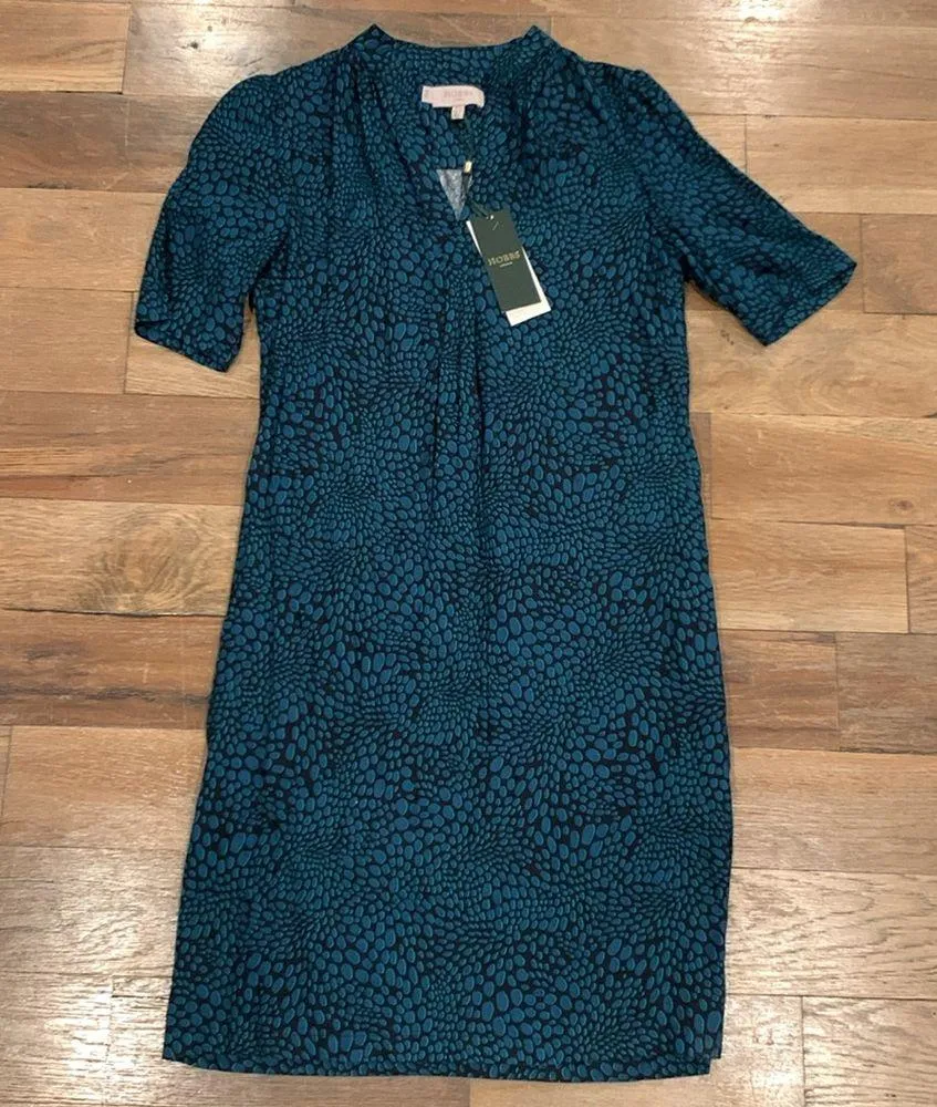 HOBBS LONDON Lucille Tunic Knee Graphic Dot Navy Aegean Dress Size US 2 - Image 5