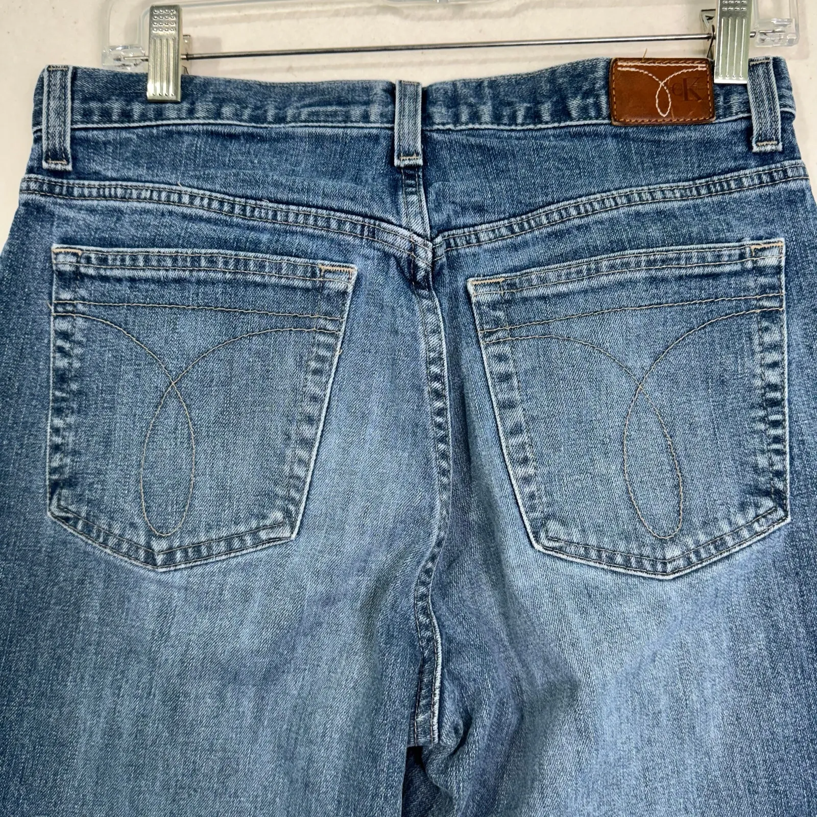 Calvin Klein VTG Classic Bootcut Blue Denim Jeans Stretch Medium Whisker Size 6 - Image 3