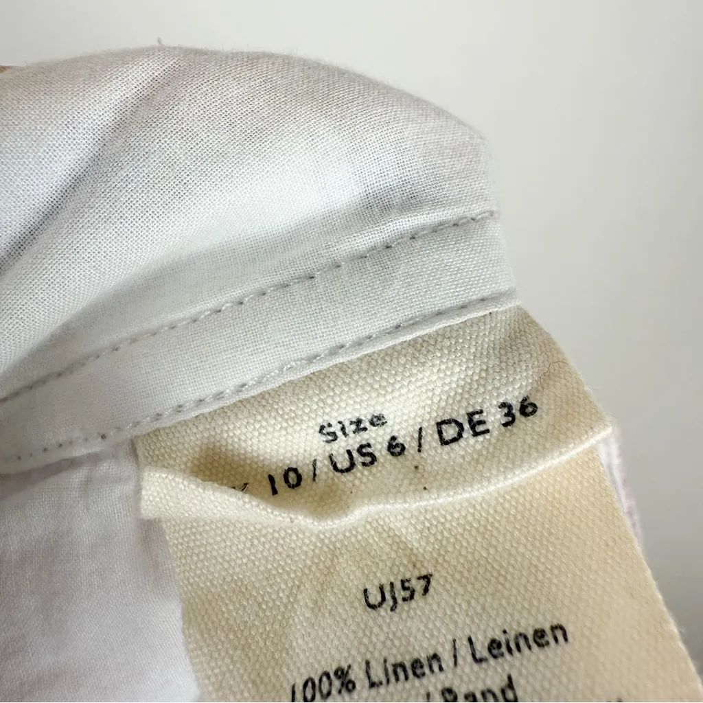 Poetry High Twist Linen Tapered Trouser Pale Pink Gingham Pant Lagenlook Size 6 - Image 12