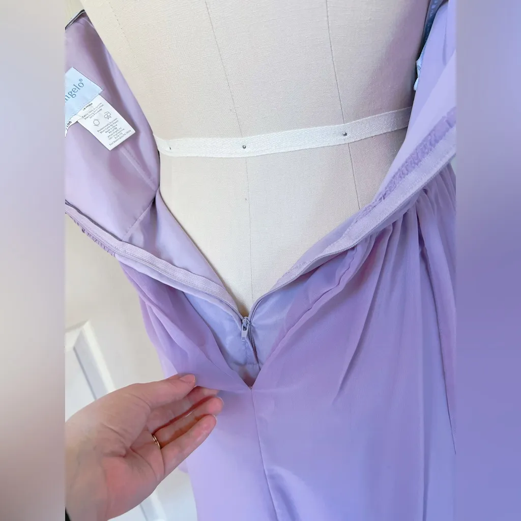 Alfred Angelo 7196 Strapless Asymmetrical Chiffon Dress in Victorian Lilac - Image 8