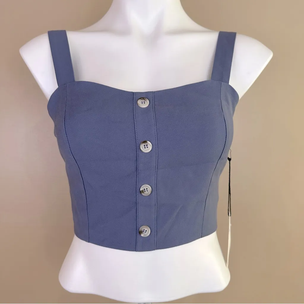 Lost + Wander Blue Sail Away Retro Crop Top Small Boho Preppy Nautical - Image 1