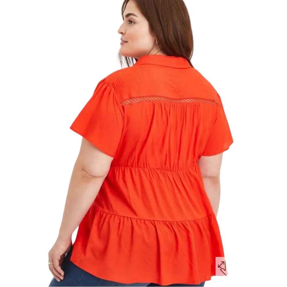 NEW Torrid Orange Flutter Sleeve Top Blouse - Image 4