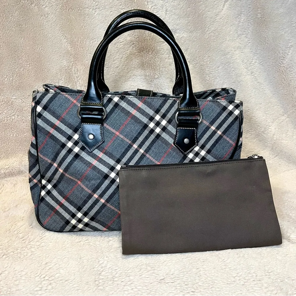 Burberry Rare  Blue Label Flannel Nova Check Plaid Bag - Image 5