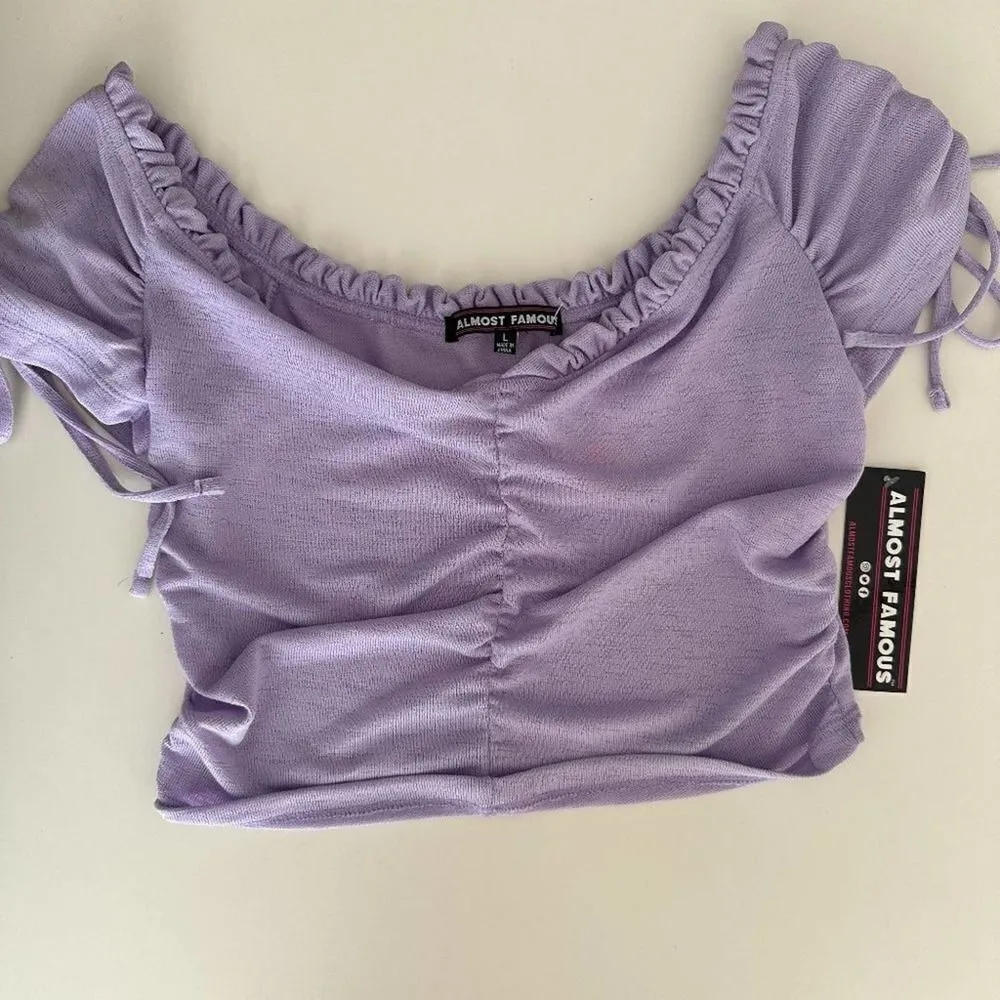 Almost Famous NWT  ruched off the shoulder crop top - Image 7