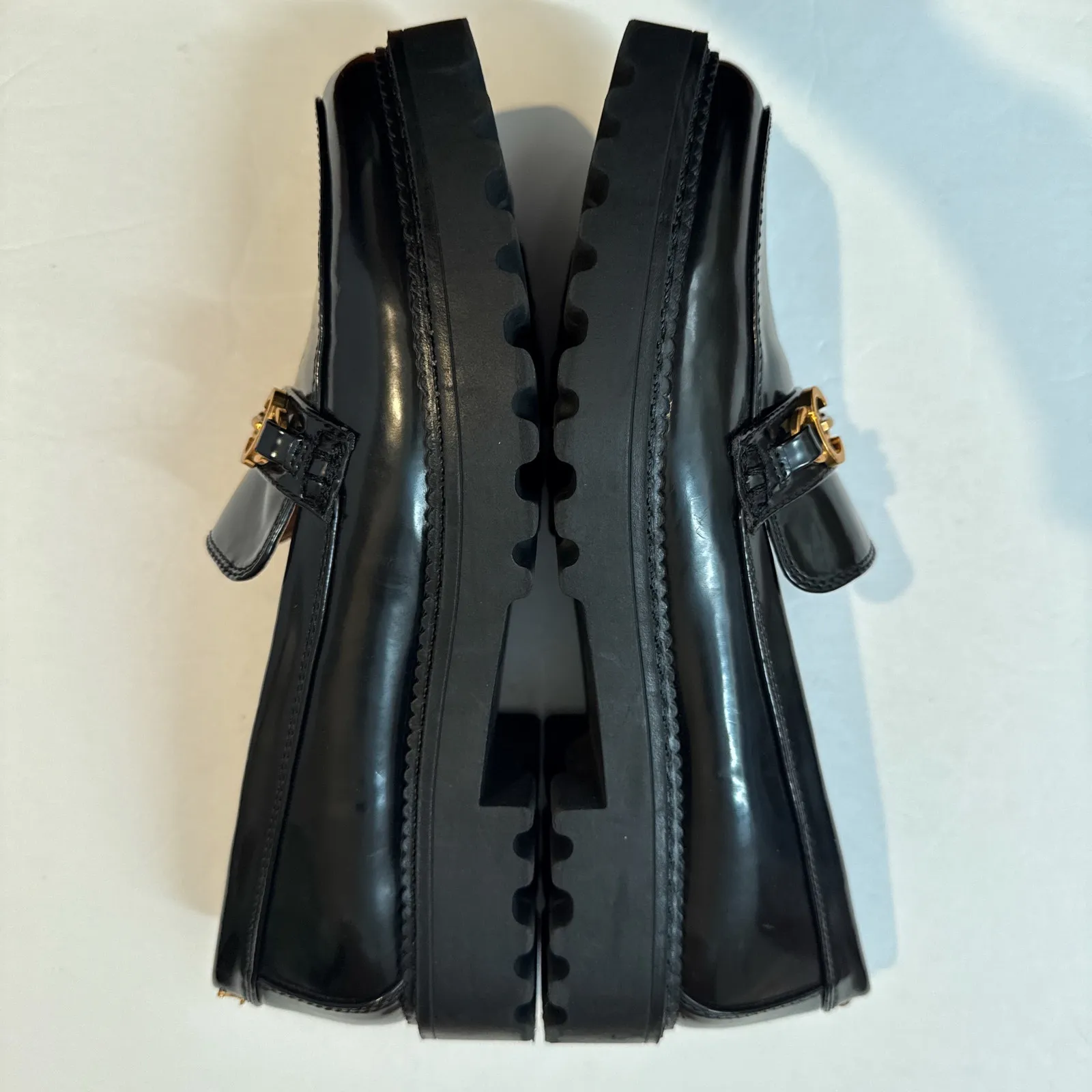 Circus NY by Sam Edelman Deana Loafers Black Patent Gold Chain Size 10 - Image 9