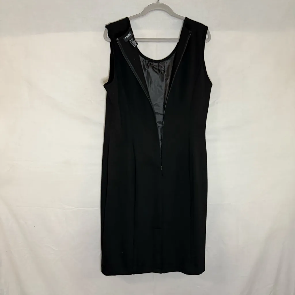 Ashro Black Sleeveless Dress Size XL Faux Leather Panel Sexy Little‎ Black Dress - Image 4