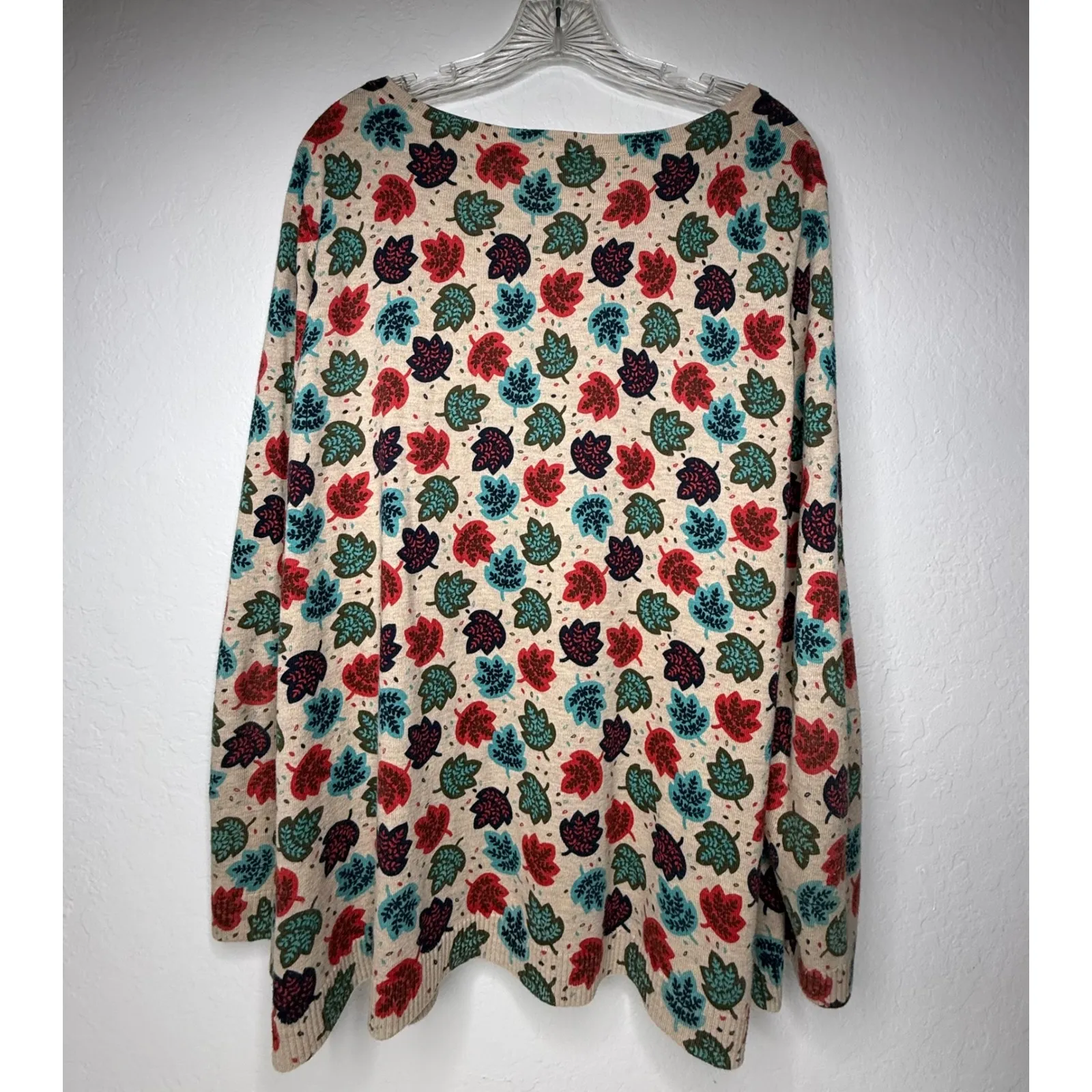 Talbots Sweater Womens Size 2X Plus Size Leaves Fall Colorful Teacher Granny Tan - Image 2