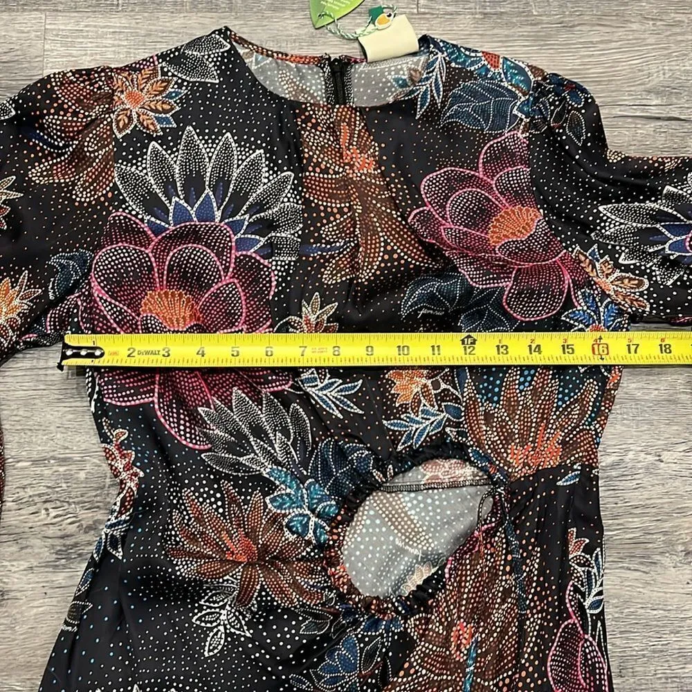 Farm Rio NWT Sparkle Flowers Black Satin Mini Dress - small ($225) - Image 13