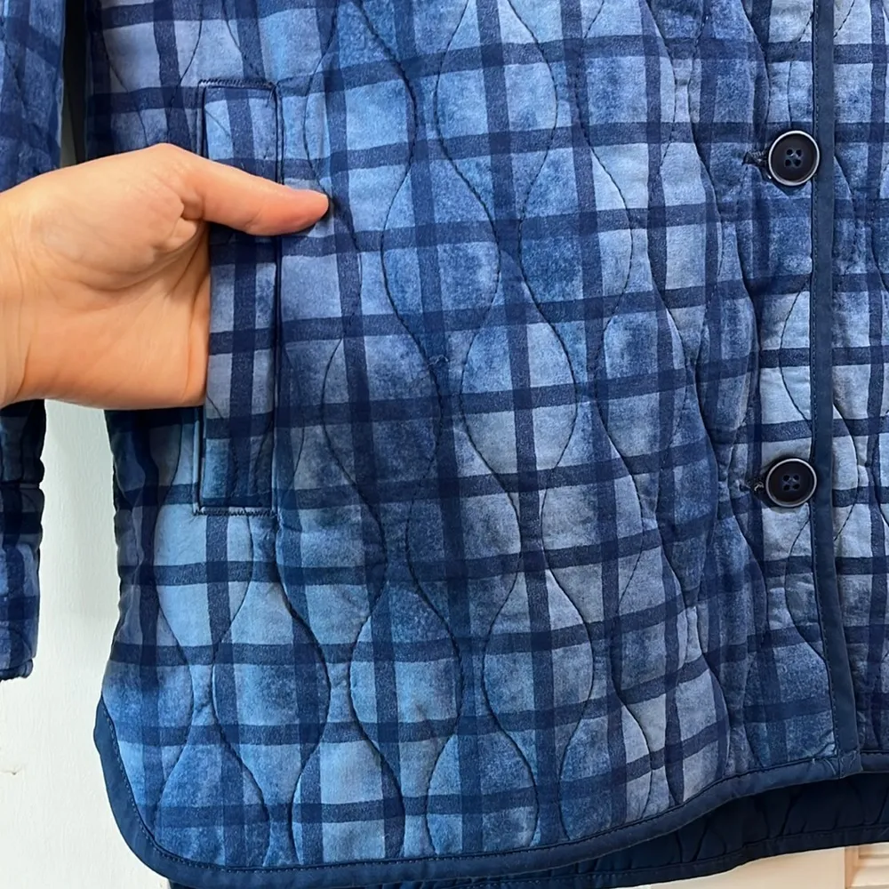 Navy Blue Quilted Jacket w/ Peter Pan Collar - Image 5