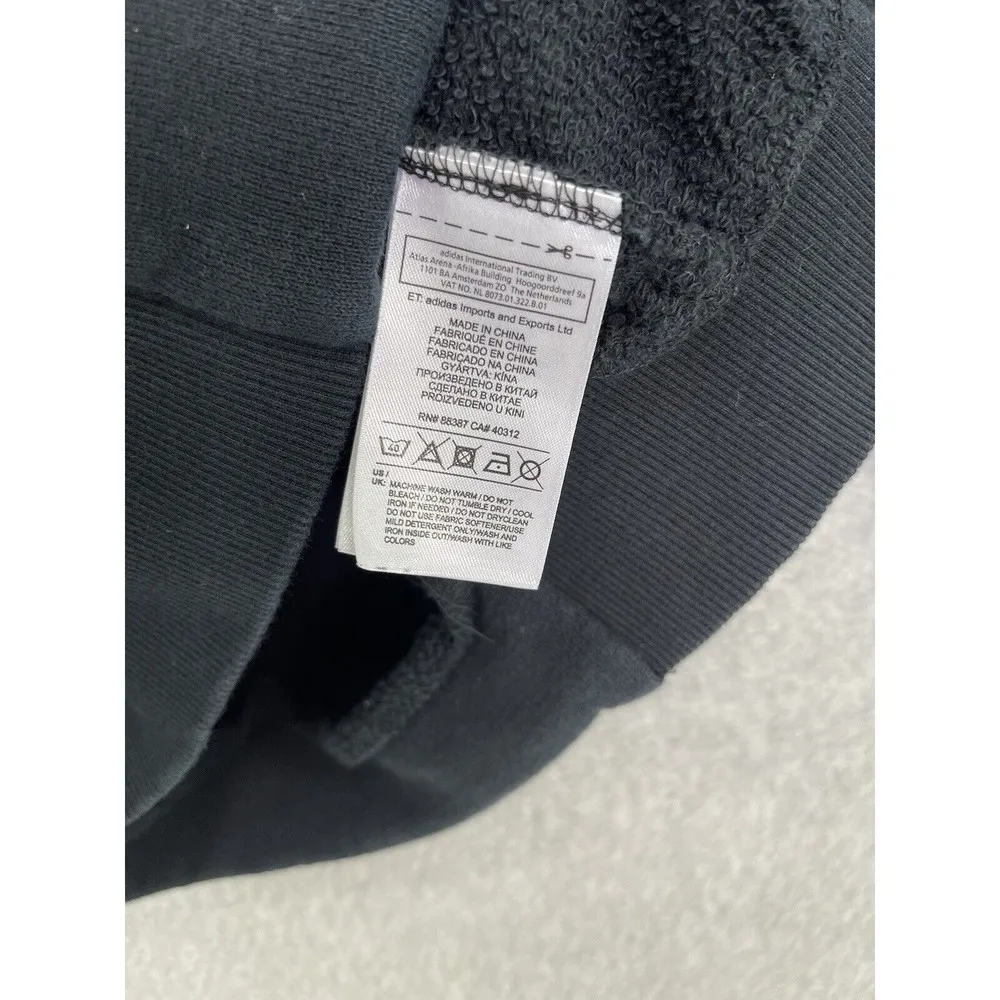 Adidas Women's PullOver Sweater Solid Black Embellished Ribbons size Medium - Image 4