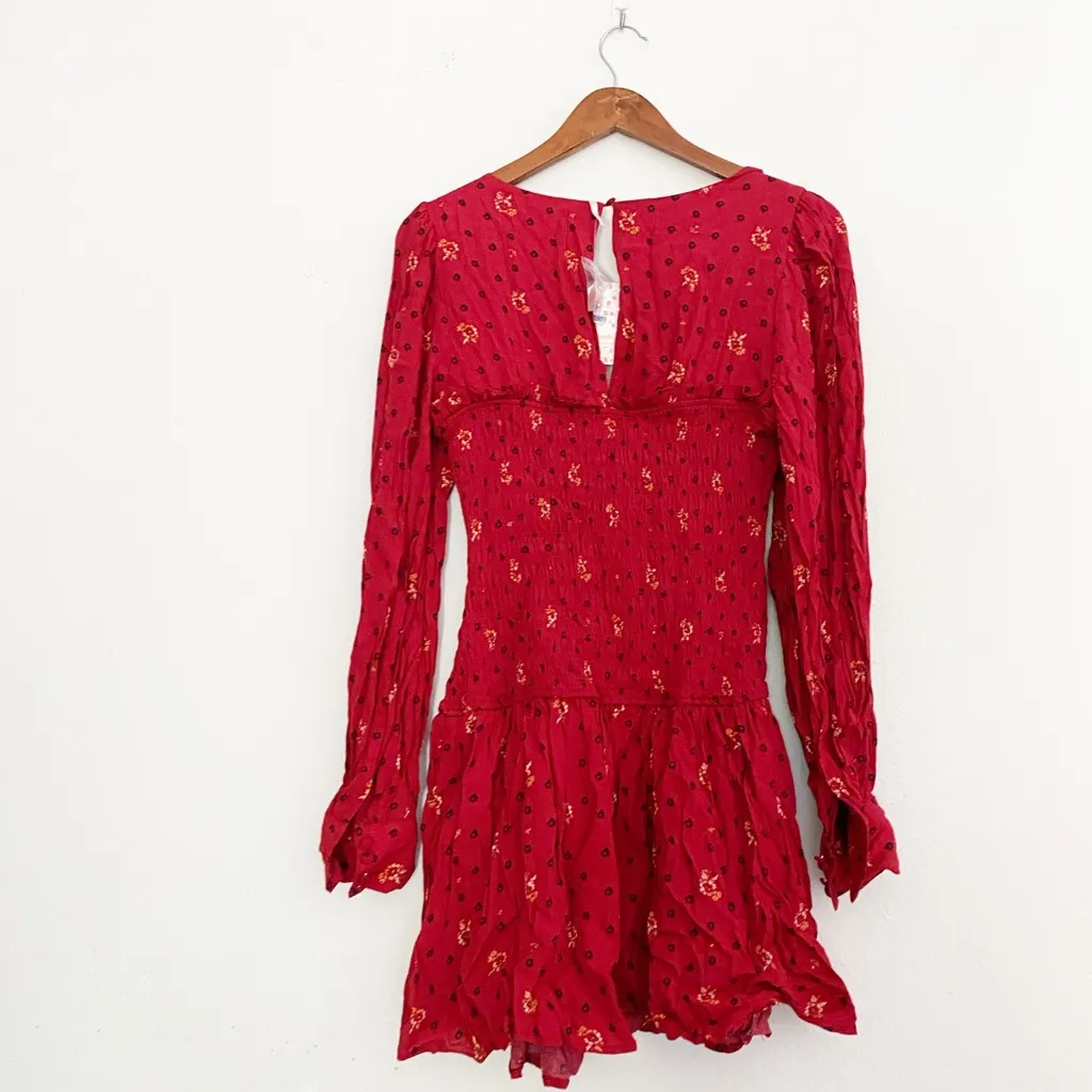 NWT Free People ‘Two Faces’ Print Mini Dress Red - Image 6
