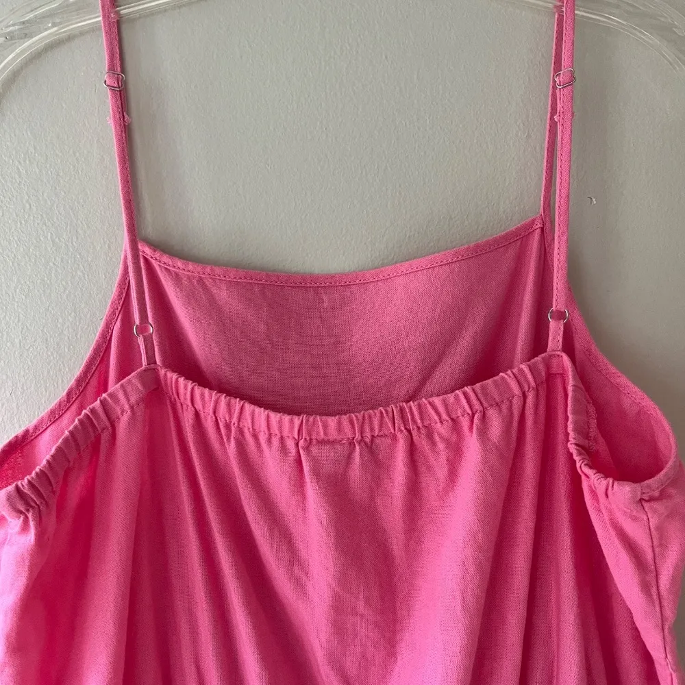 CiSono Pockets Spaghetti Straps Short Romper Drawstring Waist Pink Size L Size L - Image 4