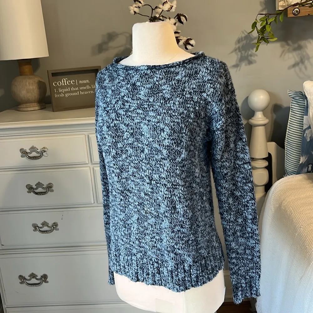 Chaps Sweater Blue Boat Neck Pullover Cotton Acrylic Comfy Lightweight - Image 3