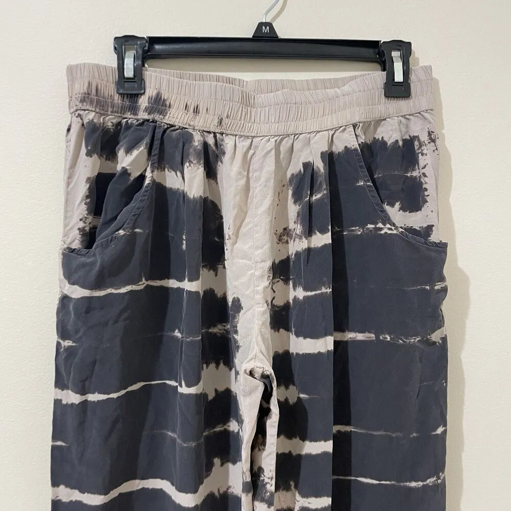 Gypsy 05 100% Silk Lightweight Jogger Boho Pull On Pants Tie Dye Size Large - Image 2
