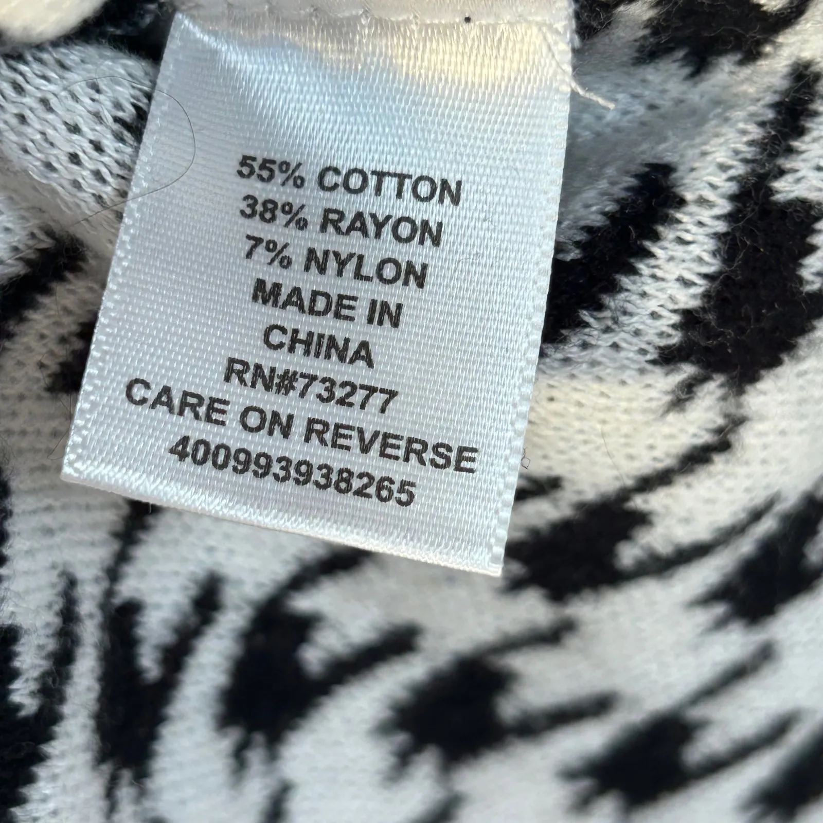 ELLE COLLECTION Houndstooth Pencil Skirt Black White Knit XL - Image 4