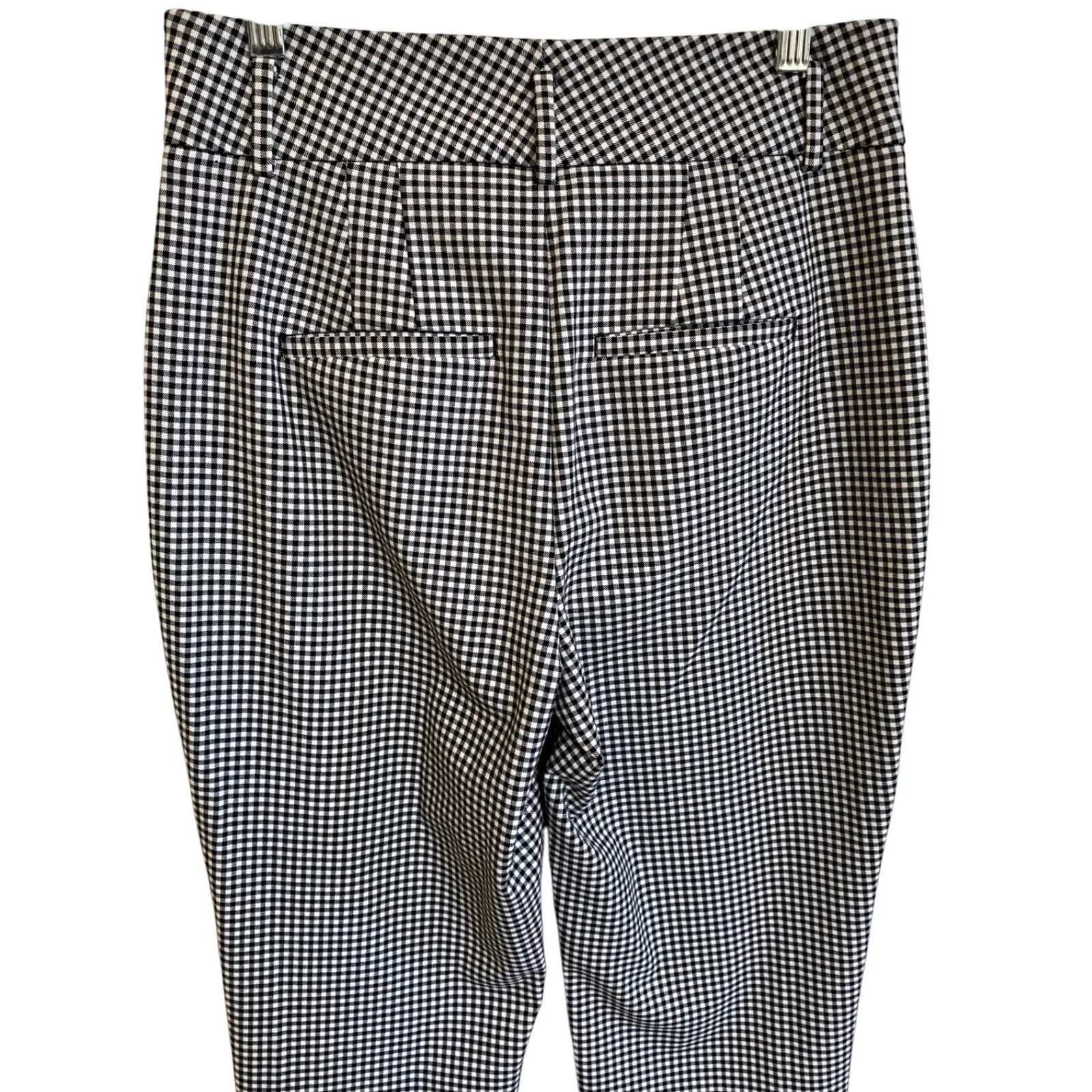 WHBM Elle Slim Tapered Ankle in Gingham Size 4 Black w/ White Gingham EUC - Image 9