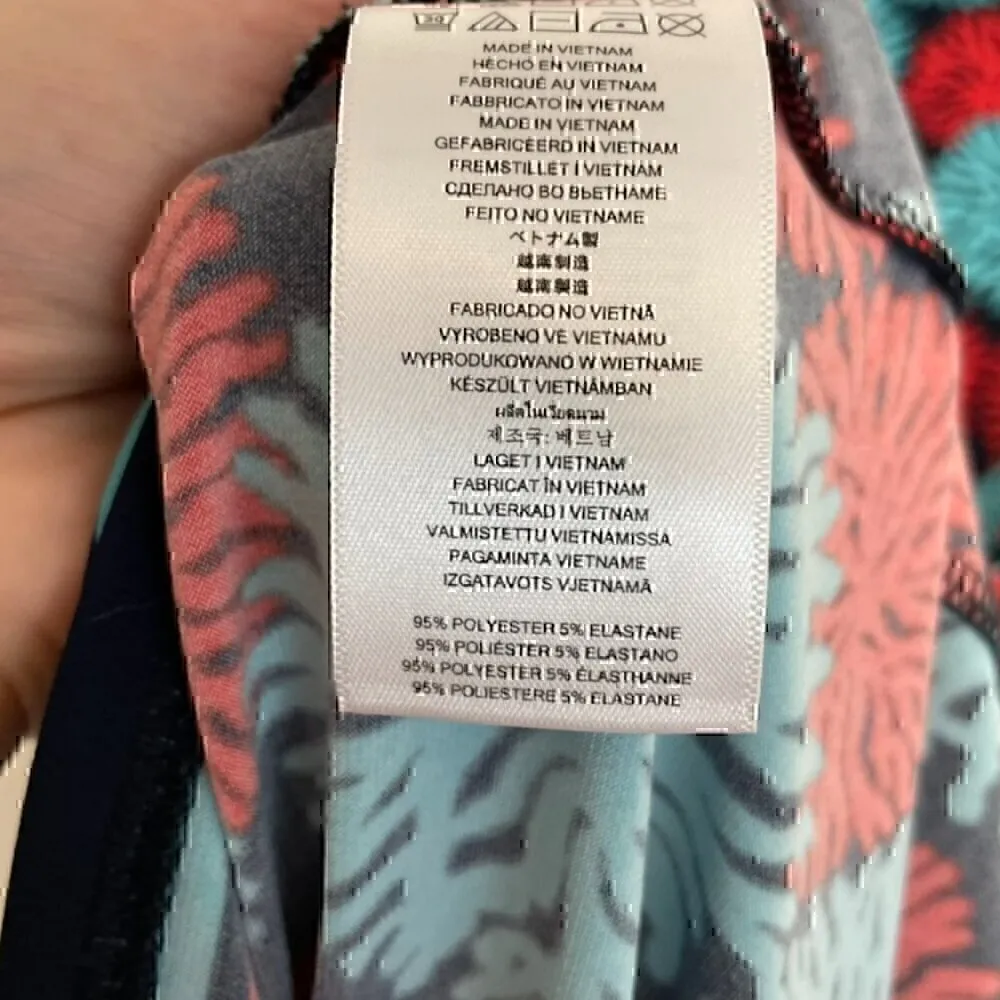 MICHAEL MICHAEL KORS MK McKenna Dress Blue Red Sea Coral Geo Preppy Long Sleeve - Image 9