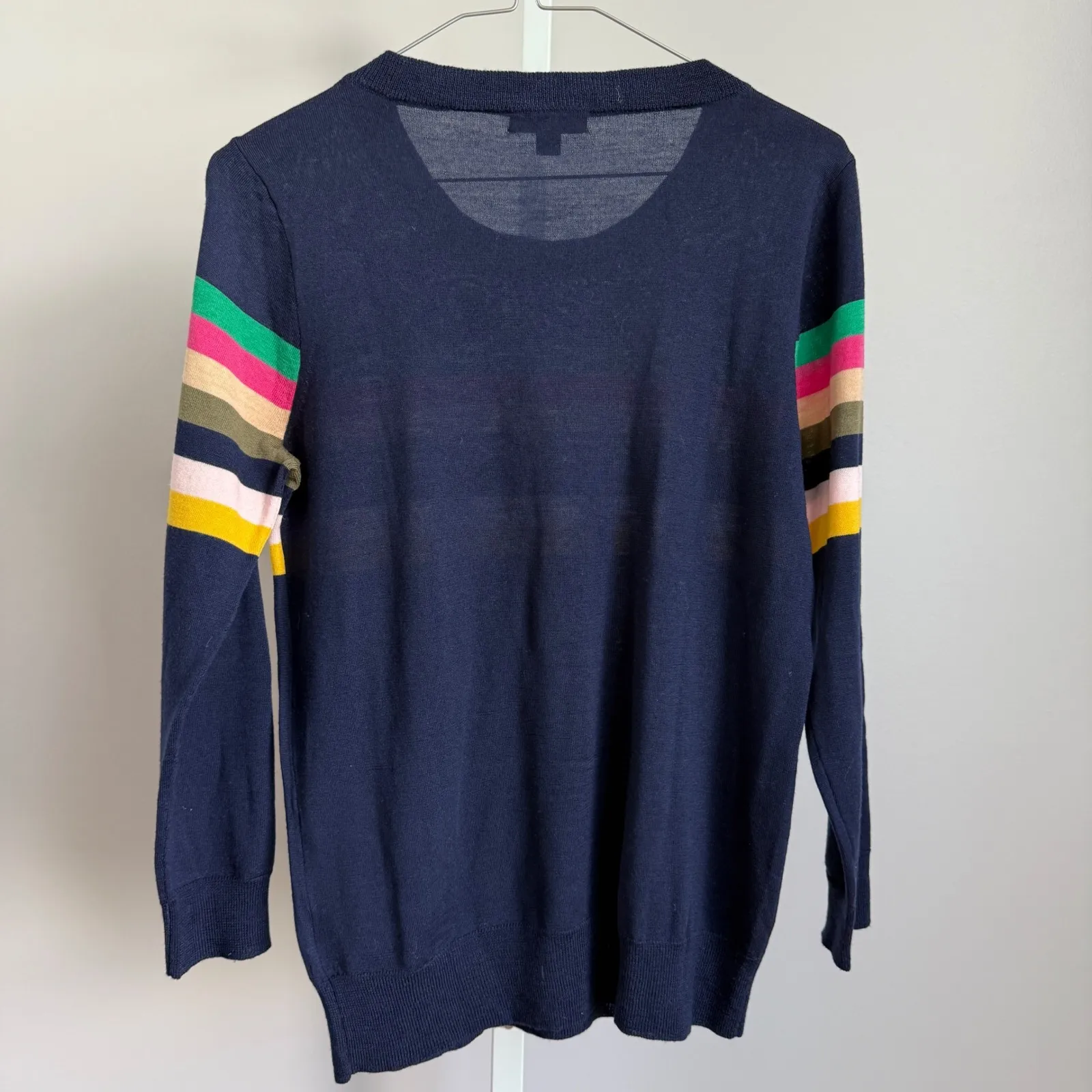 J Crew Blue Striped Merino Wool Sweater sz S Crew Neck Preppy‎ Collegiate - Image 6