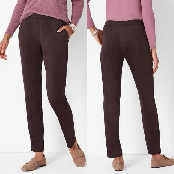 NWT J. Jill Wearever Faux Suede Slim Fit Pants | Rum Raisin Purple | Medium - Image 2
