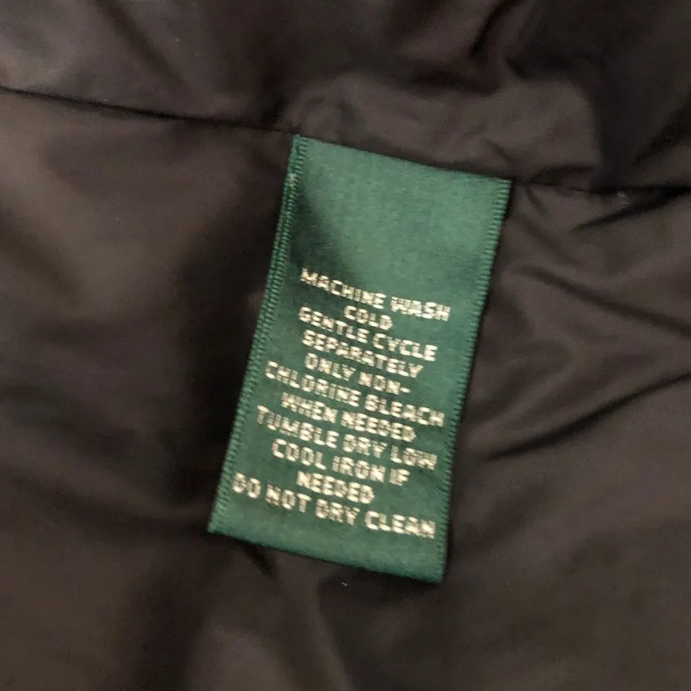 Ralph Lauren Active Black Puffer Jacket Zip Front Long Sleeve Aztec size XS - Image 13