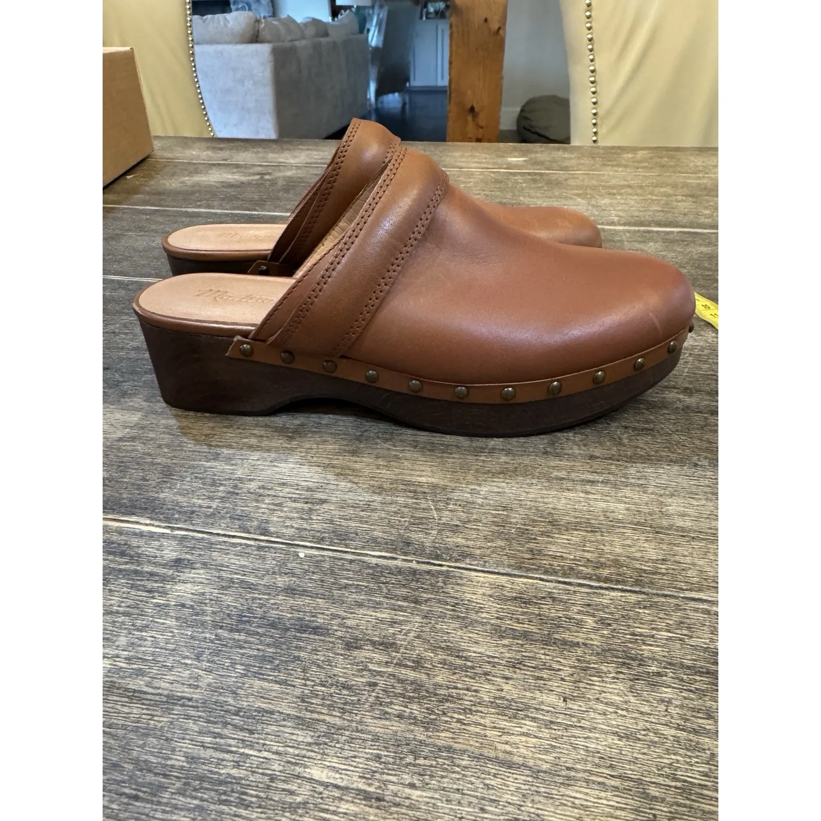 MADEWELL Women's $168 Cecily Clog in Oiled Leather English Saddle Size 7 Brown - Image 4